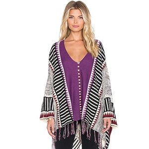 MINKPINK fringe sweater poncho